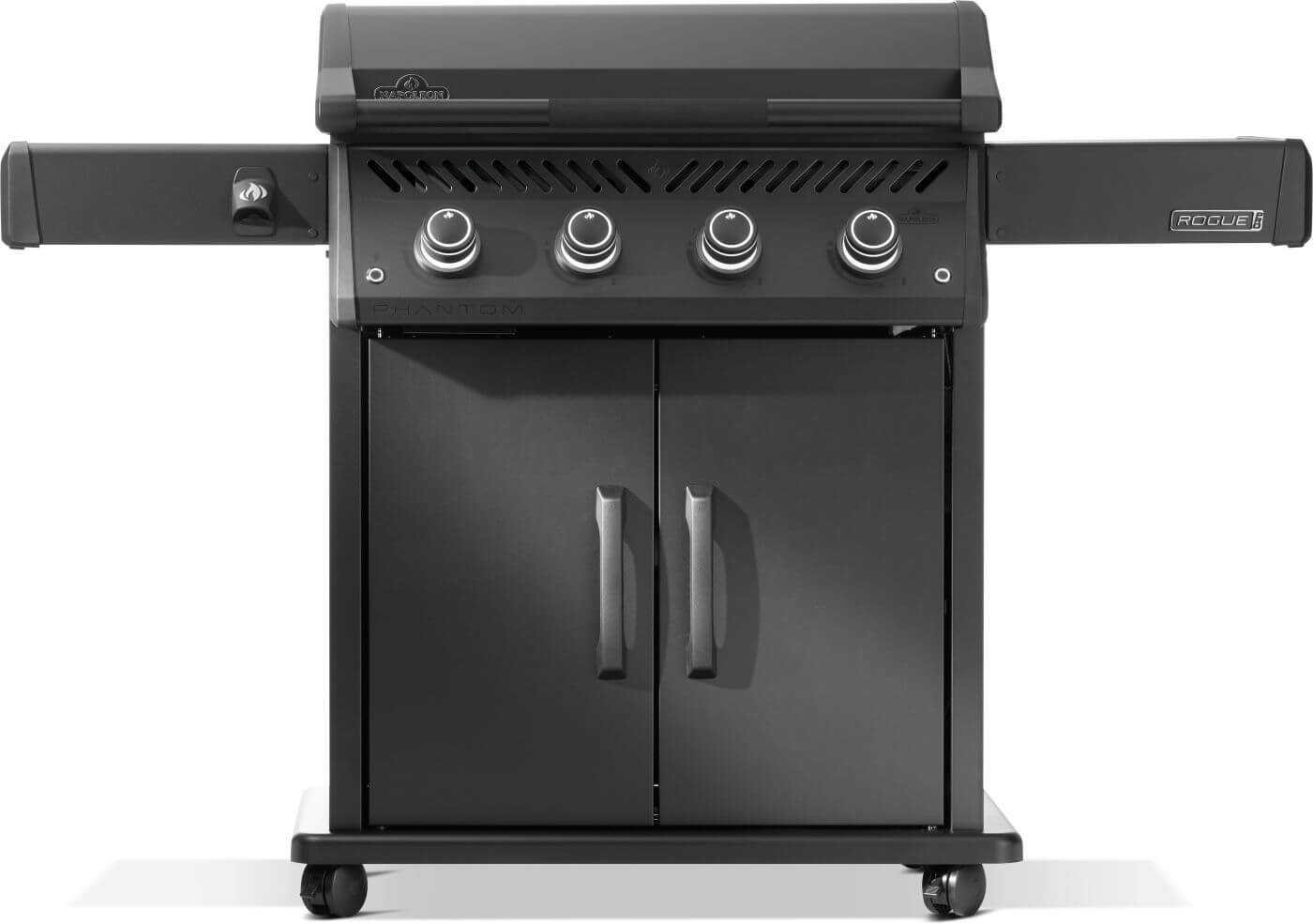 Plancha Rogue PRO Phantom 30 po Napoléon sur chariot noir avec surface inox visible